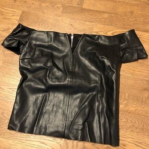 Dynamite Black Faux Leather Off the Shoulder Too